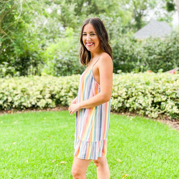 Self Contrast Summer Rainbow Dress