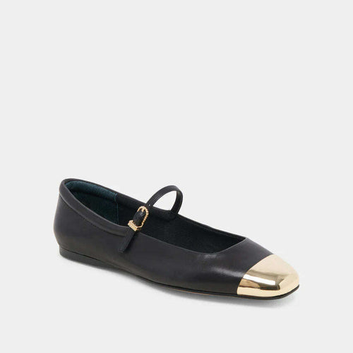 8.28 Boutique:Dolce Vita,Dolce Vita Reyes Toe Cap Black Leather Ballet Flat,Shoes