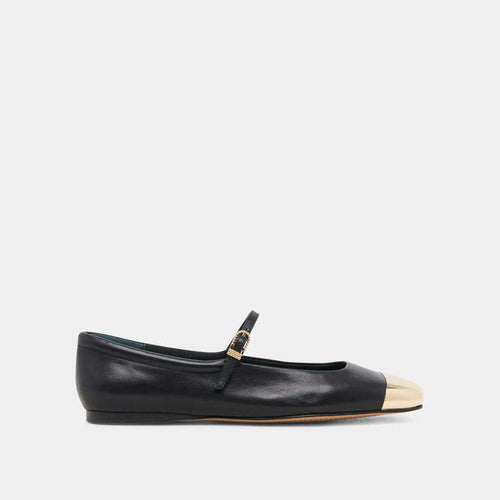 8.28 Boutique:Dolce Vita,Dolce Vita Reyes Toe Cap Black Leather Ballet Flat,Shoes