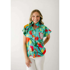 8.28 Boutique:Marie by Victoria Dunn,Marie By Victoria Dunn Adeline Blouse in Poolside,Shirts & Tops