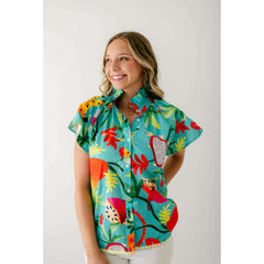 8.28 Boutique:Marie by Victoria Dunn,Marie By Victoria Dunn Adeline Blouse in Poolside,Shirts & Tops