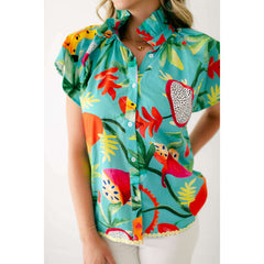 8.28 Boutique:Marie by Victoria Dunn,Marie By Victoria Dunn Adeline Blouse in Poolside,Shirts & Tops