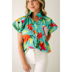 8.28 Boutique:Marie by Victoria Dunn,Marie By Victoria Dunn Adeline Blouse in Poolside,Shirts & Tops