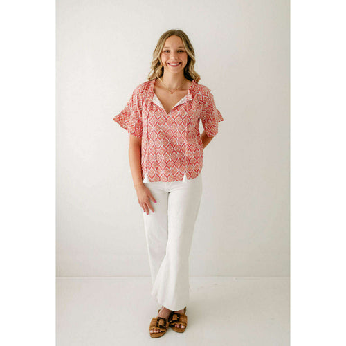 8.28 Boutique:Victoria Dunn,Victoria Dunn Bristol Blouse in Peach Bellini,Shirts & Tops