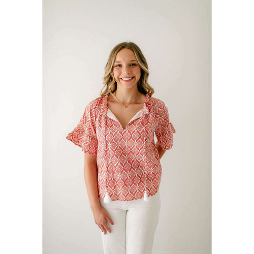 8.28 Boutique:Victoria Dunn,Victoria Dunn Bristol Blouse in Peach Bellini,Shirts & Tops