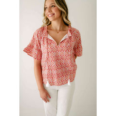 8.28 Boutique:Victoria Dunn,Victoria Dunn Bristol Blouse in Peach Bellini,Shirts & Tops