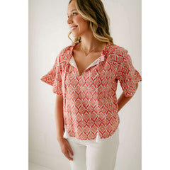 8.28 Boutique:Victoria Dunn,Victoria Dunn Bristol Blouse in Peach Bellini,Shirts & Tops