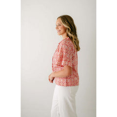 8.28 Boutique:Victoria Dunn,Victoria Dunn Bristol Blouse in Peach Bellini,Shirts & Tops