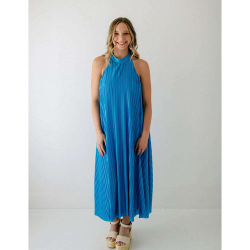 8.28 Boutique:FRNCH,FRNCH Manelle Blue Halter Dress,Dress