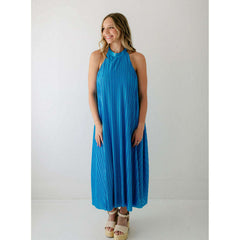 8.28 Boutique:FRNCH,FRNCH Manelle Blue Halter Dress,Dress