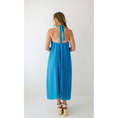 8.28 Boutique:FRNCH,FRNCH Manelle Blue Halter Dress,Dress