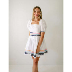 8.28 Boutique:English Factory,English Factory White Poplin Ric Rac Mini Dress,Dress