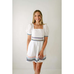 8.28 Boutique:English Factory,English Factory White Poplin Ric Rac Mini Dress,Dress