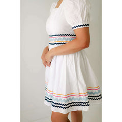 8.28 Boutique:English Factory,English Factory White Poplin Ric Rac Mini Dress,Dress