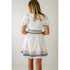 8.28 Boutique:English Factory,English Factory White Poplin Ric Rac Mini Dress,Dress