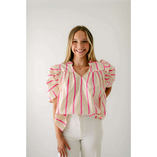 8.28 Boutique:8.28 Boutique,The Adele Pink Stripe Top,Shirts & Tops
