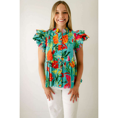 8.28 Boutique:Marie by Victoria Dunn,Marie by Victoria Dunn Percy Blouse in Poolside,Shirts & Tops