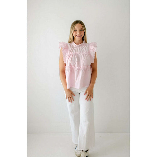 8.28 Boutique:Joy*Joy,Joy*Joy Pink Scalloped Tiered Top,Shirts & Tops