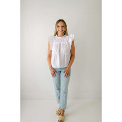 8.28 Boutique:Joy*Joy,Joy*Joy White Scalloped Tiered Top,Shirts & Tops