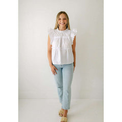 8.28 Boutique:Joy*Joy,Joy*Joy White Scalloped Tiered Top,Shirts & Tops