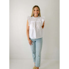 8.28 Boutique:Joy*Joy,Joy*Joy White Scalloped Tiered Top,Shirts & Tops