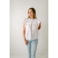 8.28 Boutique:Joy*Joy,Joy*Joy White Scalloped Tiered Top,Shirts & Tops