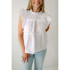 8.28 Boutique:Joy*Joy,Joy*Joy White Scalloped Tiered Top,Shirts & Tops