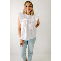 8.28 Boutique:Joy*Joy,Joy*Joy White Scalloped Tiered Top,Shirts & Tops