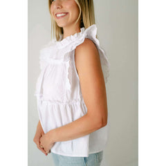 8.28 Boutique:Joy*Joy,Joy*Joy White Scalloped Tiered Top,Shirts & Tops