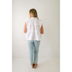 8.28 Boutique:Joy*Joy,Joy*Joy White Scalloped Tiered Top,Shirts & Tops