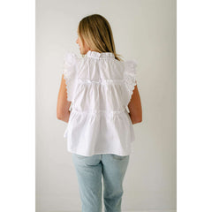 8.28 Boutique:Joy*Joy,Joy*Joy White Scalloped Tiered Top,Shirts & Tops