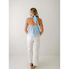 8.28 Boutique:Ciebon,Ciebon Light Blue Embroidery Halter Top,top