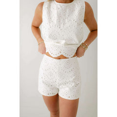 8.28 Boutique:Jacquie the Label,Jacquie the Label White Eyelet Shorts,shorts