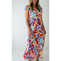 8.28 Boutique:Jade Melody Tam,Jade Melody Tam Abstract Swirl Tie Shoulder Dress,Dress