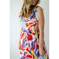 8.28 Boutique:Jade Melody Tam,Jade Melody Tam Abstract Swirl Tie Shoulder Dress,Dress