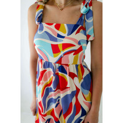 8.28 Boutique:Jade Melody Tam,Jade Melody Tam Abstract Swirl Tie Shoulder Dress,Dress