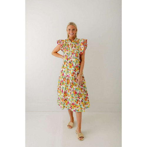 8.28 Boutique:Entro,The Cece Yellow Floral Scalloped Dress,dress