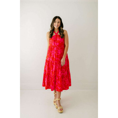 8.28 Boutique:TCEC,The Kit Pink and Red Floral Halter Dress,Dress