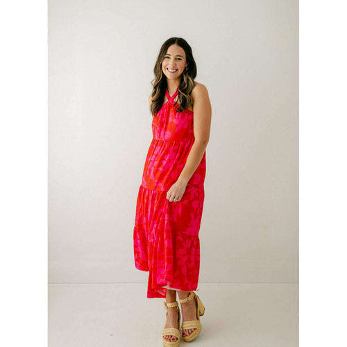 8.28 Boutique:TCEC,The Kit Pink and Red Floral Halter Dress,Dress