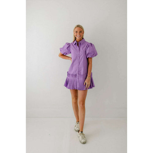8.28 Boutique:Aureum,Aureum Purple Pleated Hem Mini Dress,Dress