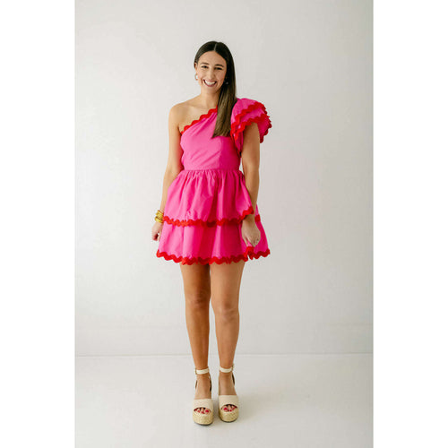 8.28 Boutique:8.28 Boutique,The Bradley Ric Rac Romper in Pink,Rompers
