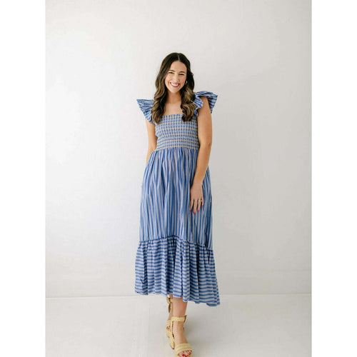 8.28 Boutique:Karlie Clothes,Karlie Striped Smocked Ruffle Poplin Maxi Dress,Dress