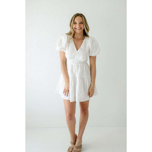 8.28 Boutique:Mink Pink,Mink Pink Neve Puff Sleeve Mini Dress in White,Dress