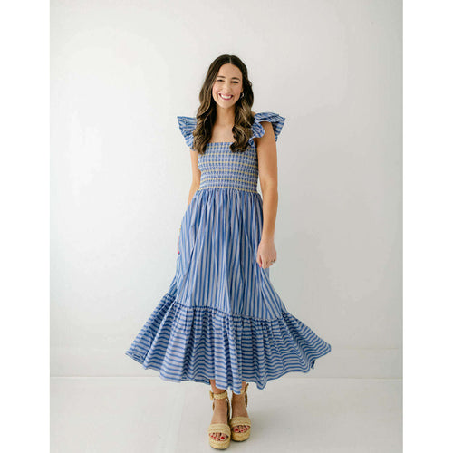 8.28 Boutique:Karlie Clothes,Karlie Striped Smocked Ruffle Poplin Maxi Dress,Dress