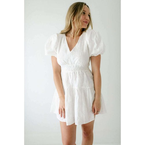 8.28 Boutique:Mink Pink,Mink Pink Neve Puff Sleeve Mini Dress in White,Dress