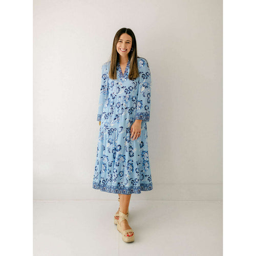 8.28 Boutique:Sail to Sable,Sail to Sable Anne Floral Print Midi Tunic in Placid Floral,Dress