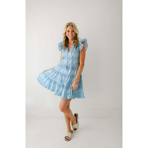 8.28 Boutique:Sail to Sable,Sail to Sable Medallion Print Ruffle Neck Dress with Tassels,Dress