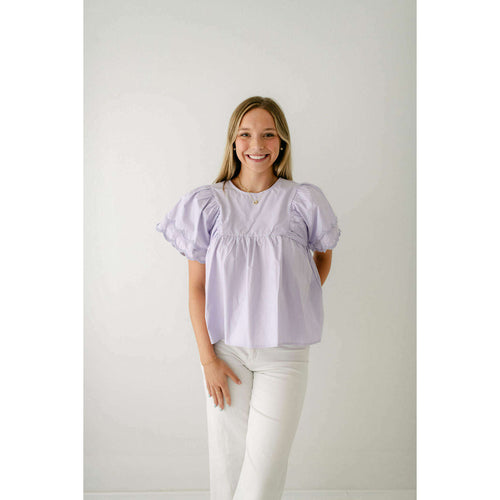 8.28 Boutique:English Factory,English Factory Scalloped Lavender Top,Shirts & Tops