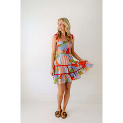 8.28 Boutique:Meet Me in Santorini,Meet Me in Santorini Ella Dress in Abstract Coral,Dress