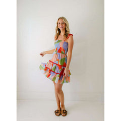 8.28 Boutique:Meet Me in Santorini,Meet Me in Santorini Ella Dress in Abstract Coral,Dress